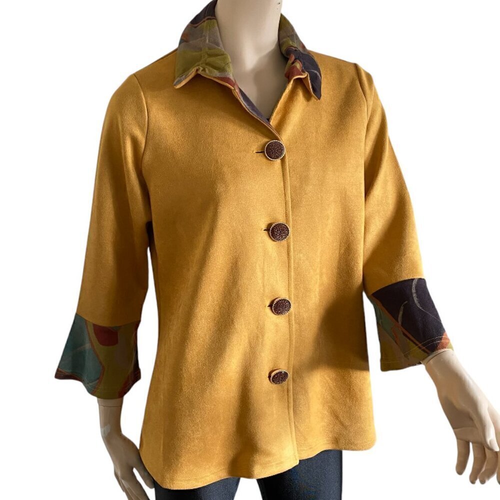 Variations Faux Suede Mustard 3/4 Bell Sleeve Jacket M​​​​​​​​​​